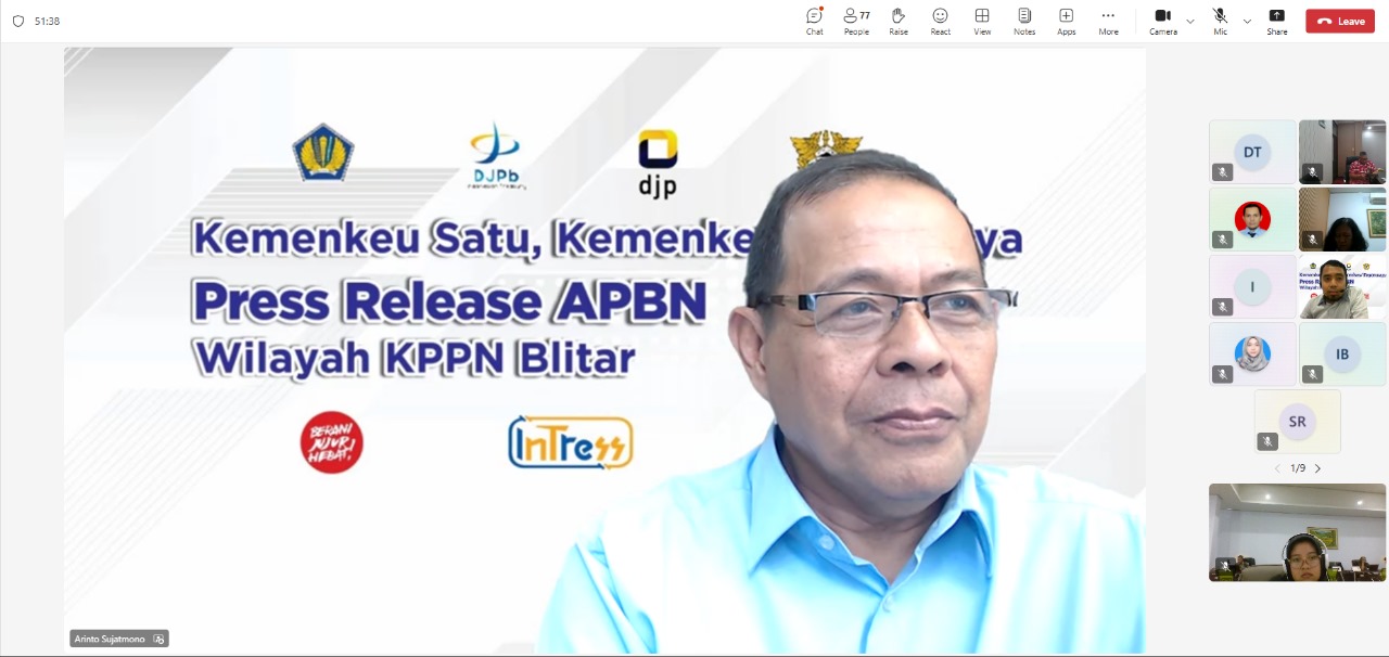 Kepala KPPN Blitar, Arinto Sujatmono pada Konferensi Pers APBN Kita Regional Blitar Periode Data sampai dengan 30 April 2025 di Blitar, Selasa (27/05/2025).