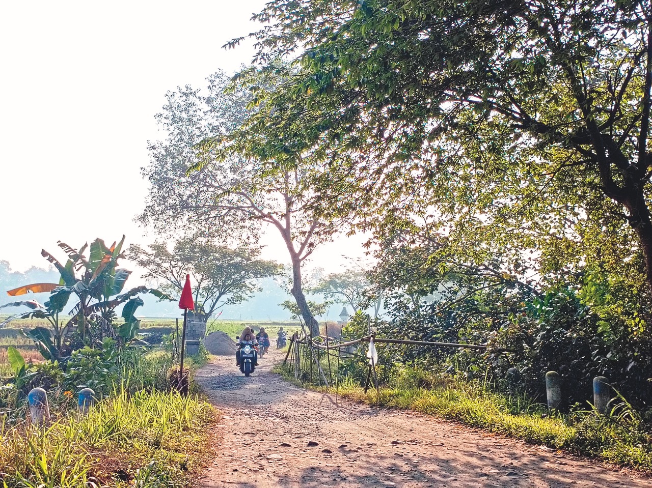 RUSAK PARAH: Kondisi jembatan Kali Clebung di perbatasan Desa Gandusari dan Desa Butun, Kecamatan Gandusari, diberi penanda dan pagar pembatas seadanya.