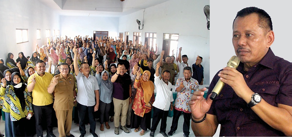 DIELUKAN: Anggota Komisi IX DPR RI Heru Tjahjono ditengah-tengah masyarakat Desa Pagergunung, Kecamatan Kesamben.