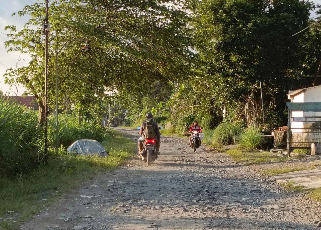 BUTUH PERHATIAN: Kondisi kerusakan jalan di Desa Sumberagung, Kecamatan Gandusari, bagian utara pada Selasa (8/7).