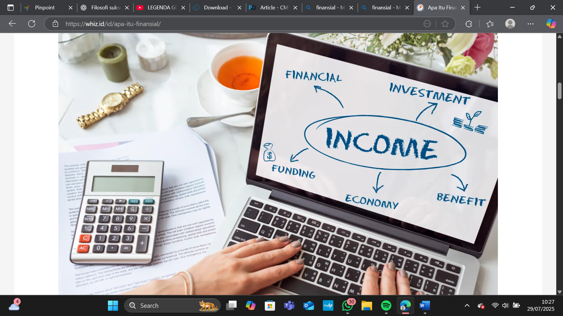 Ilustrasi Finansial (Dikutip dari whiz.id)