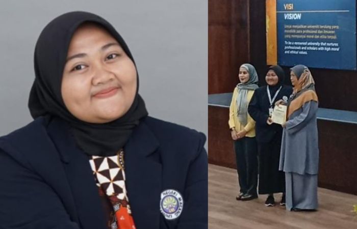 Owner Mbaknda BUSINESS_BLT, Rinda Anisatul Laila saat menerima penghargaan pada Juli lalu di Malaysia