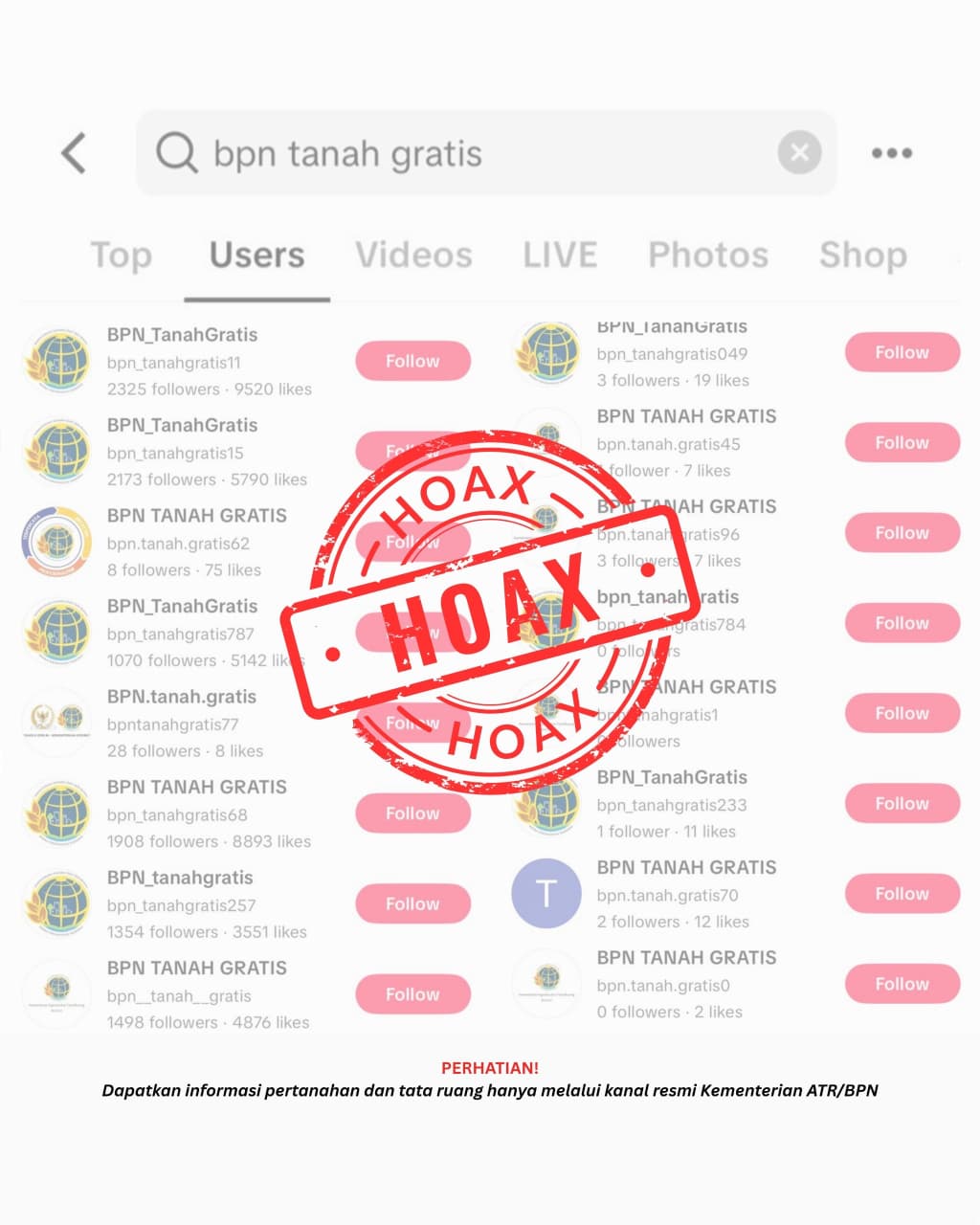 Hoaks &ldquo;BPN Tanah Gratis&rdquo; Merebak di TikTok, Kementerian ATR/BPN Ingatkan Masyarakat Waspada