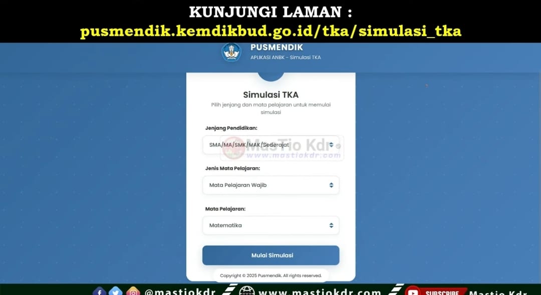 Link Simulasi TKA Online 2025 Resmi Pusmendik: Siswa Bisa Latihan dari SD hingga SMK