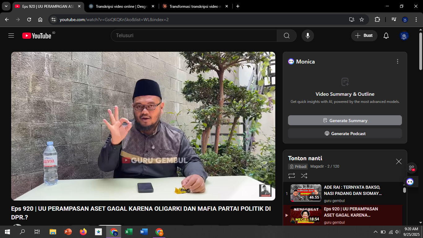 Guru Gembul menilai DPR saat ini lebih melayani kepentingan partai politik dan pengusaha besar ketimbang bersuara.