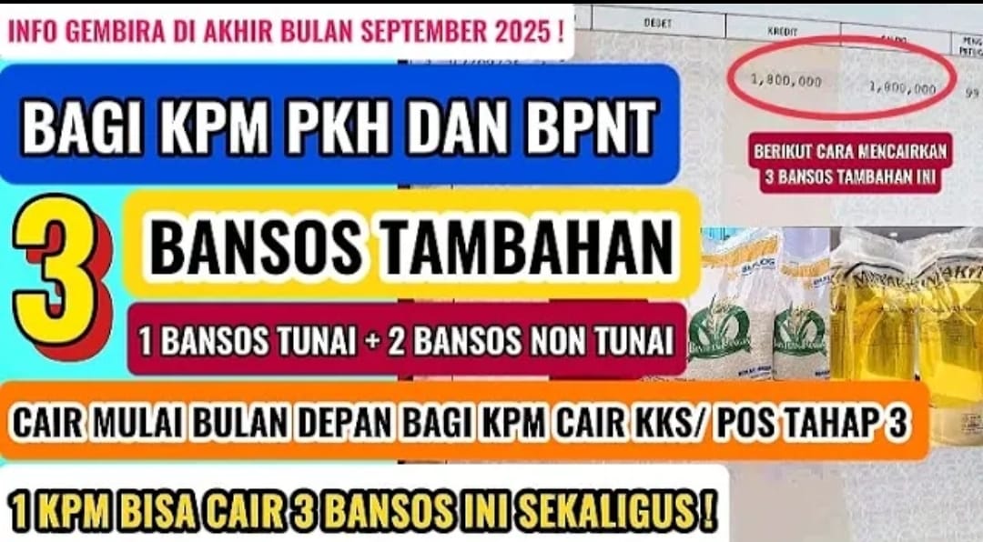 3 Bansos Tambahan Cair Oktober 2025, KPM PKH dan BPNT Bisa Dapat Beras 20 Kg, Minyak Goreng 4 Liter, hingga PIP