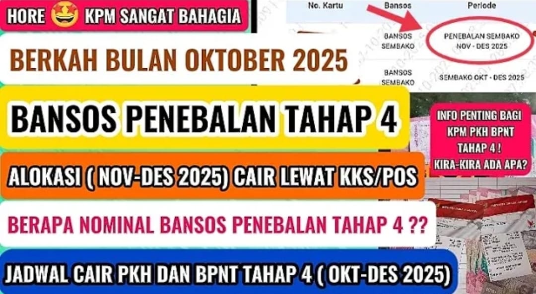 Bansos Tahap 4 Cair November-Desember 2025: KPM PKH dan BPNT Dapat Penebalan Rp400 Ribu, Cek Jadwalnya!
