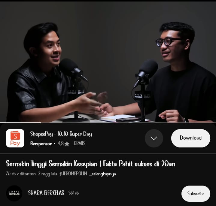 Jerome Polin ungkap sisi lain kesuksesannya. Meski populer, ia sempat merasa kesepian dan belajar pentingnya pertemanan yang tulus.