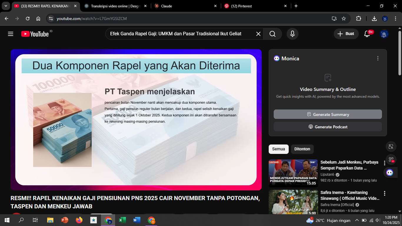 Dua komponen rapel yang akan diterima