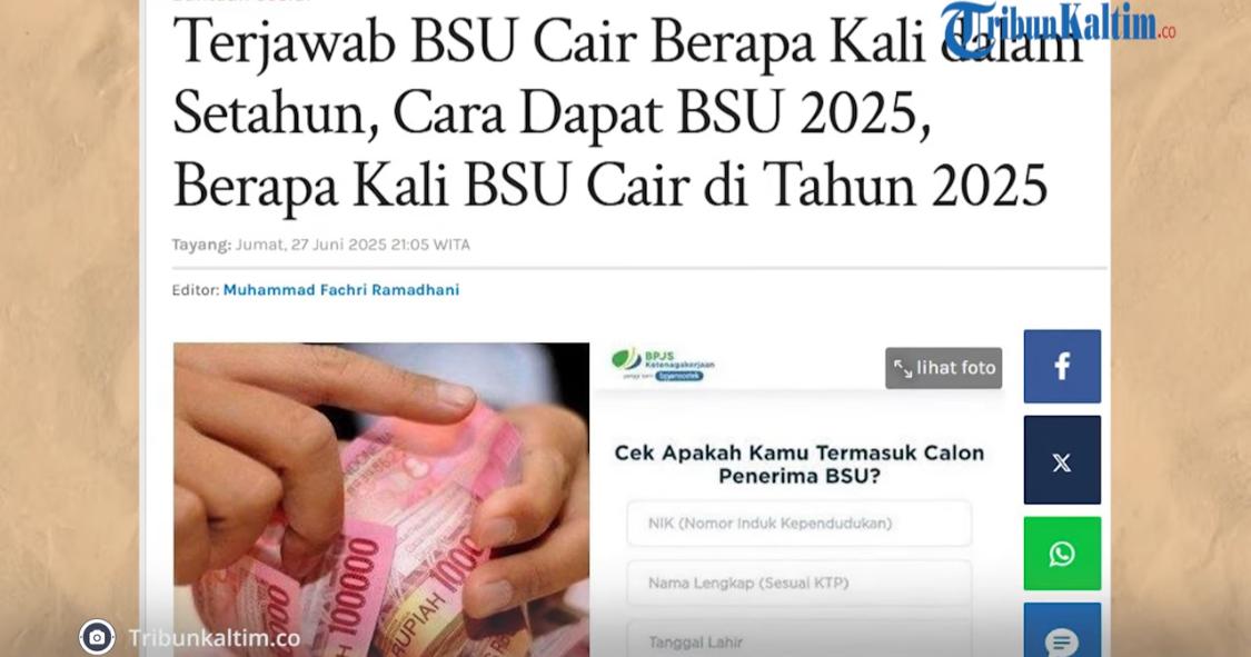 BSU 2025 Cair Sekali, Bukan Tiap Bulan: Cek Jadwal dan Cara Login di kemnaker.go.id