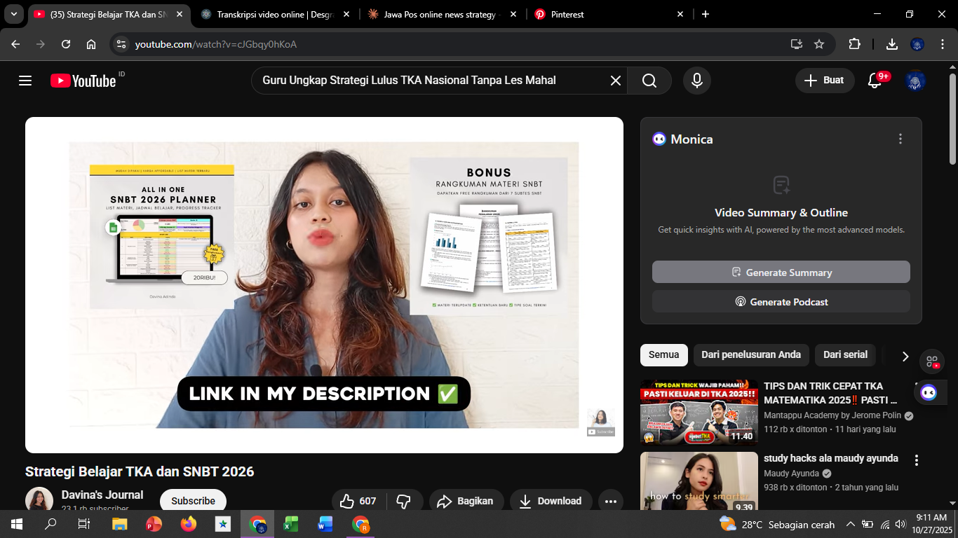 Strategi pertama adalah membuat goals, list materi, dan diagram progres belajar.