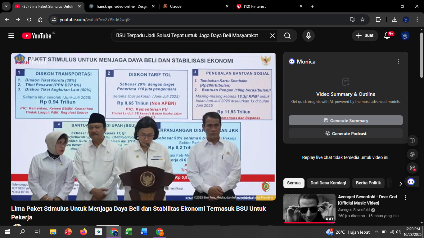 paket stimulus ekonomi diluncurkan sebagai respons terhadap kemungkinan peningkatan risiko dan perlemahan ekonomi