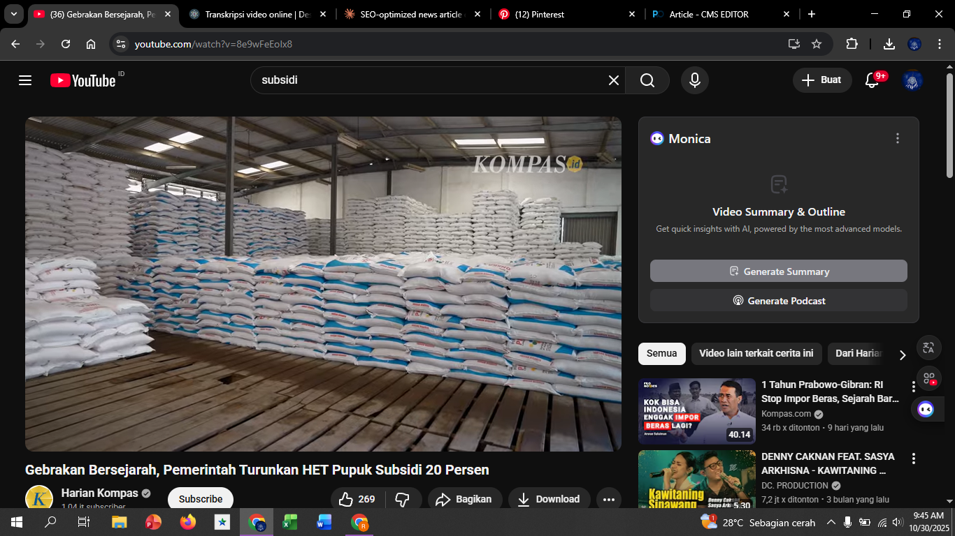 HET pupuk urea turun dari Rp2.250 per kilogram menjadi Rp1.800 per kilogram.