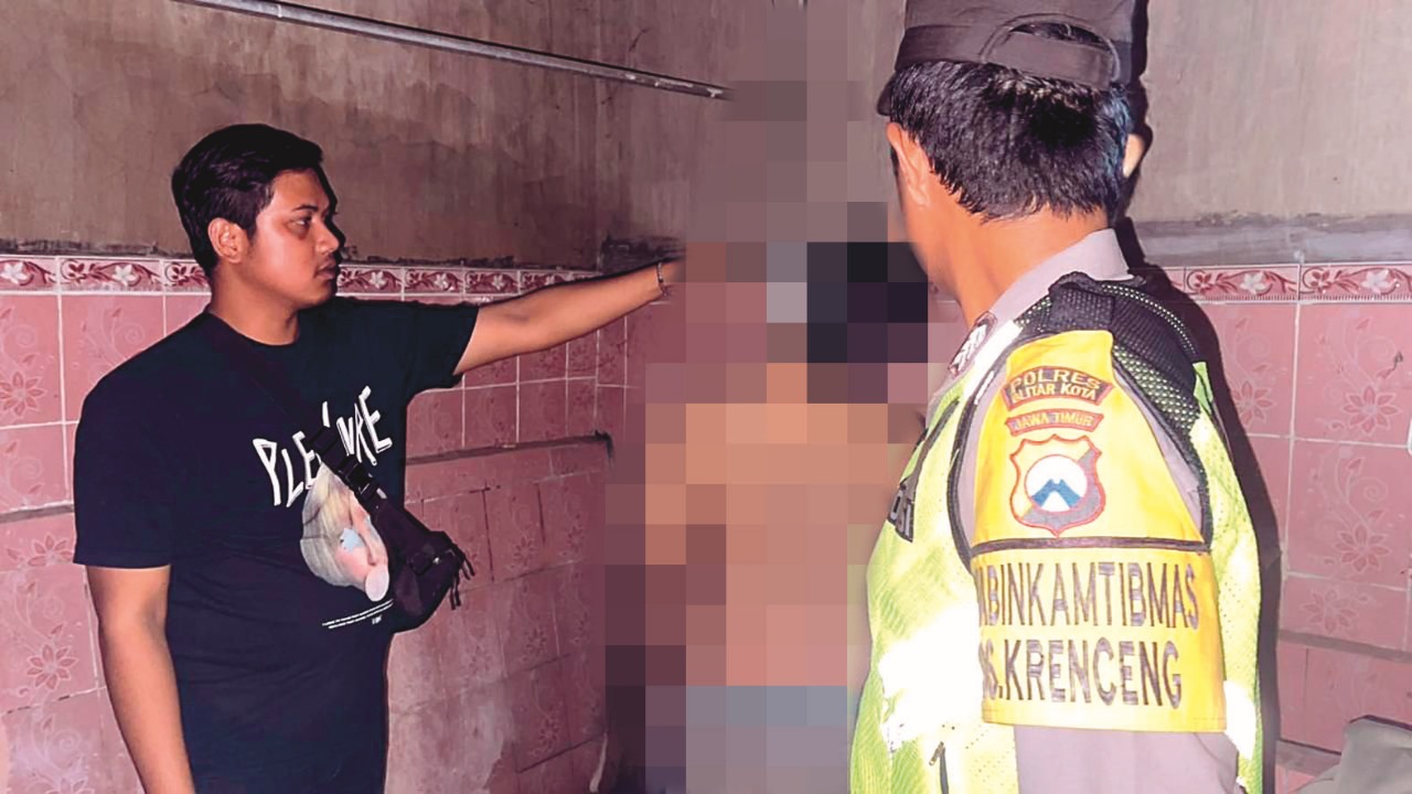 DISELIDIKI: Polisi olah tkp di lokasi mahasiswa gantung diri di Desa Penataran, Nglegok, Blitar.
