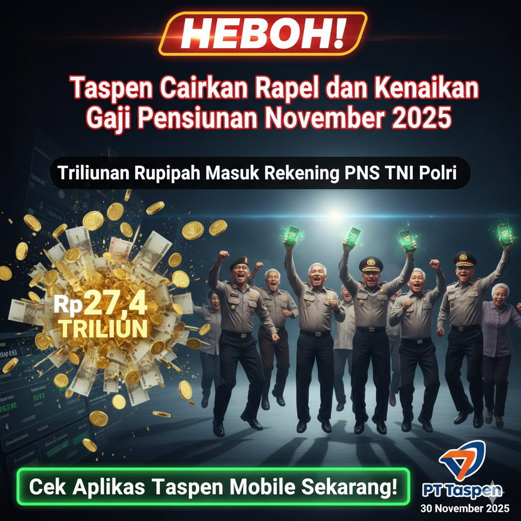 Taspen cairkan rapel dan kenaikan gaji pensiunan November 2025