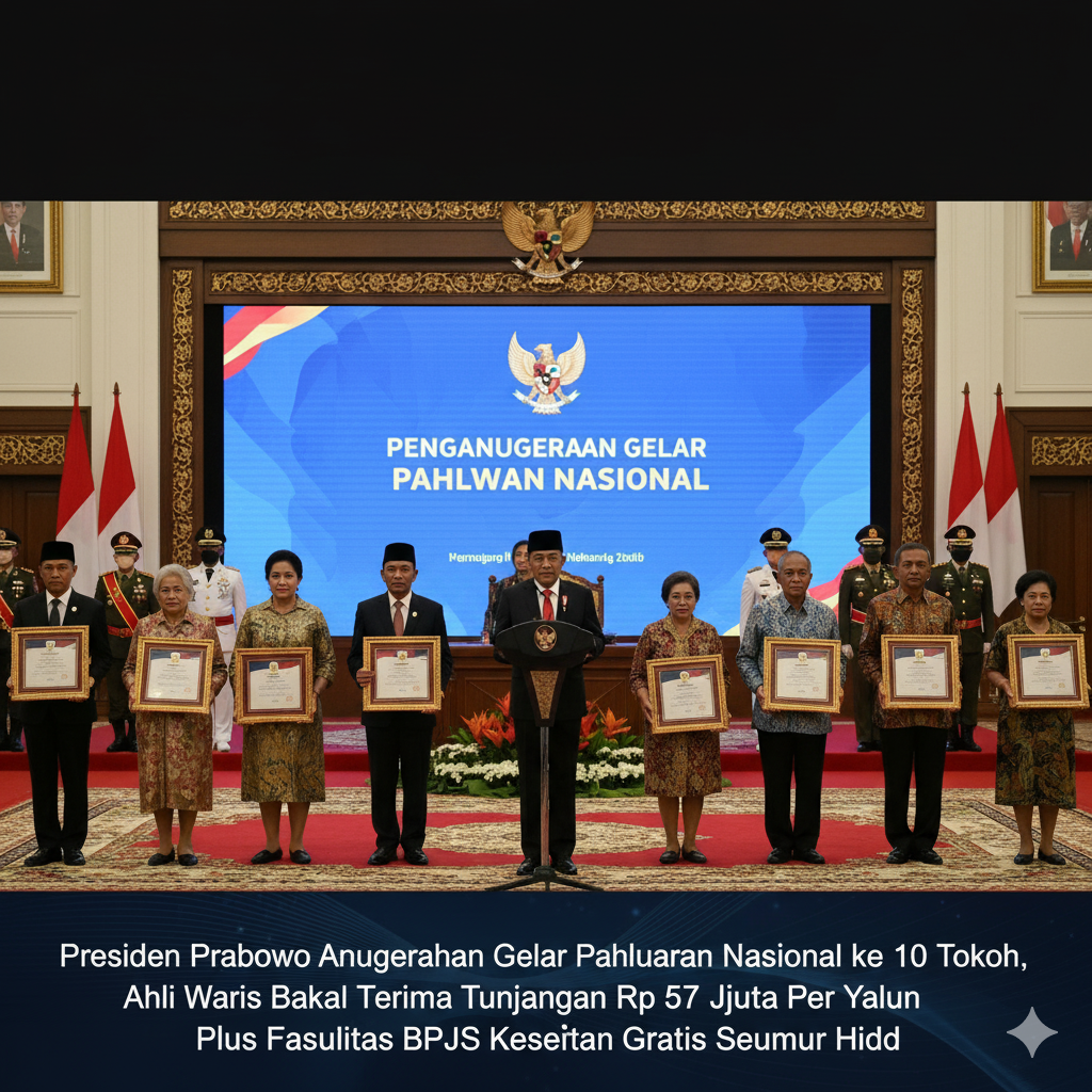 Prabowo anugerahkan gelar pahlawan nasional ke 10 tokoh.