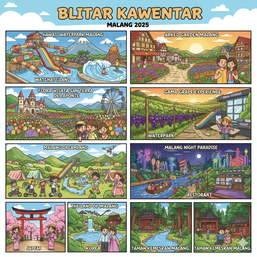 8 Tempat Wisata Malang Terbaru 2025, dari Hawaii Waterpark hingga Taman Kemesraan Bikin Liburan Makin Seru!
