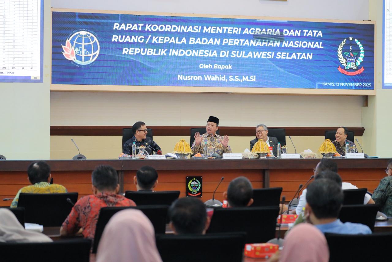 Percepat Penyeesaian Persoalan Tanah dan Ruang, Menteri Nusron Gelar Rakor dengan Kepala Daerah se-Sulsel