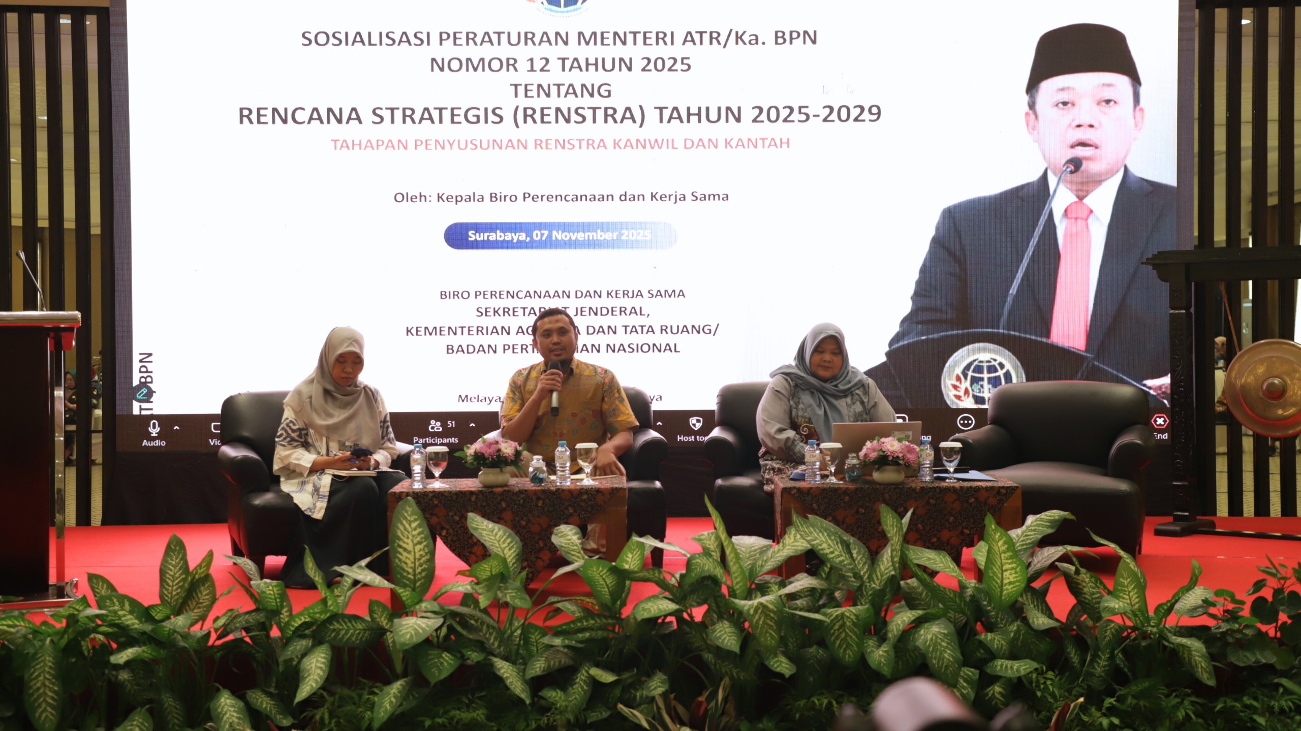Sosialisasi Renstra ATR/BPN 2025&ndash;2029 di Surabaya tekankan sinkronisasi kebijakan pertanahan dengan pembangunan Jawa Timur.