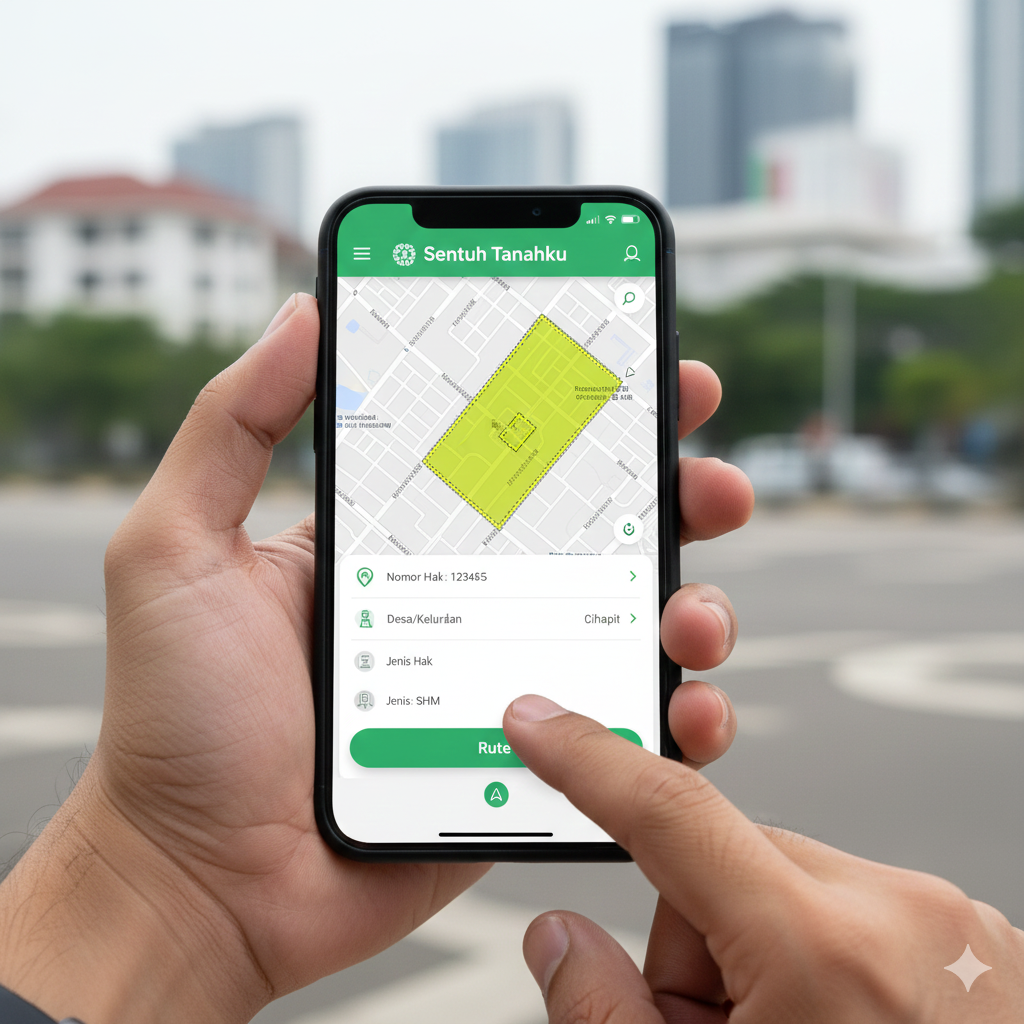 aplikasi Sentuh Tanahku. Cek lokasi sertifikat dan rute secara cepat.