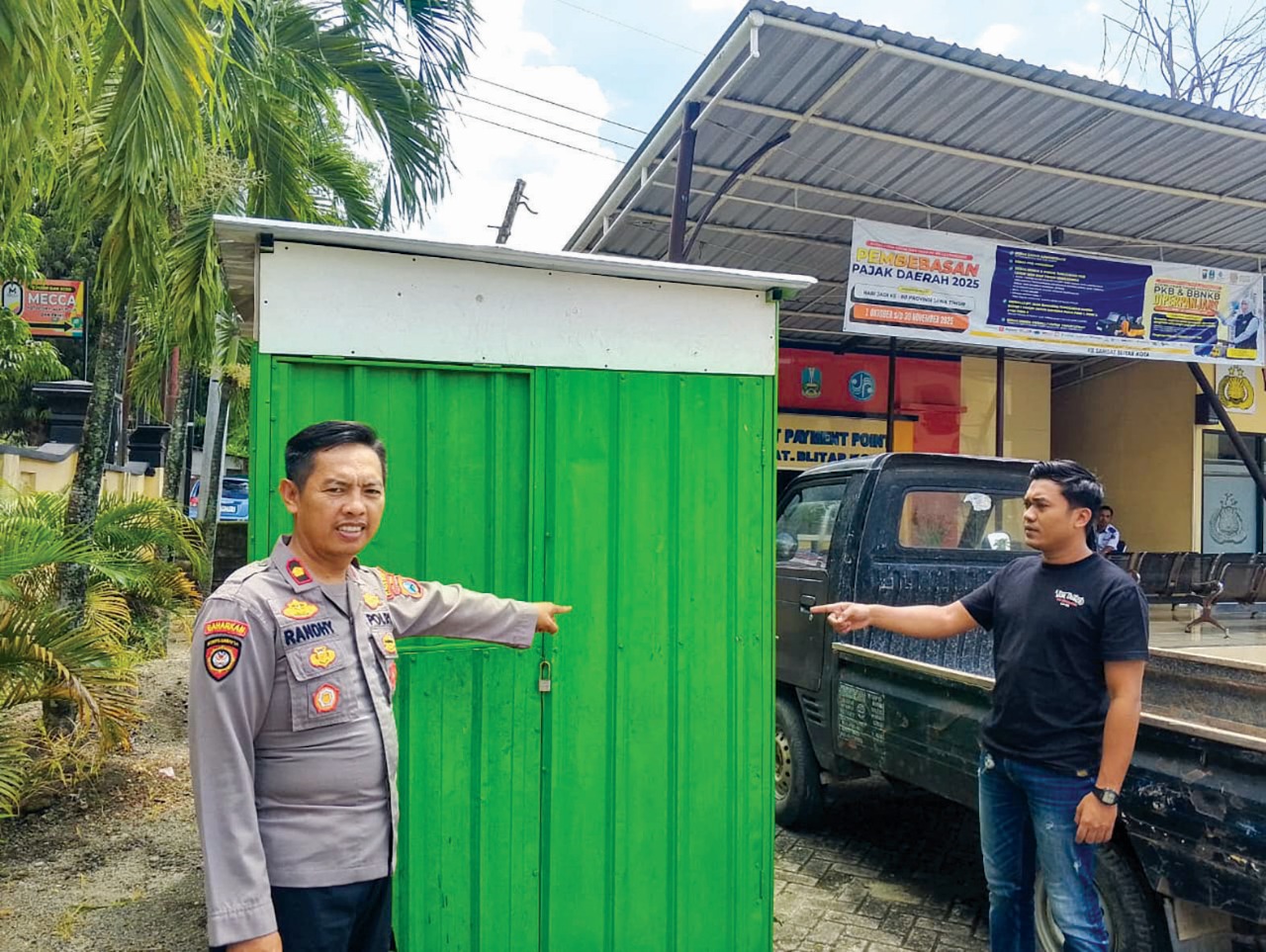 DIAMANKAN: Polsek Srengat mengamankan sejumlah barang bukti dari kasus pencurian boks kontainer.