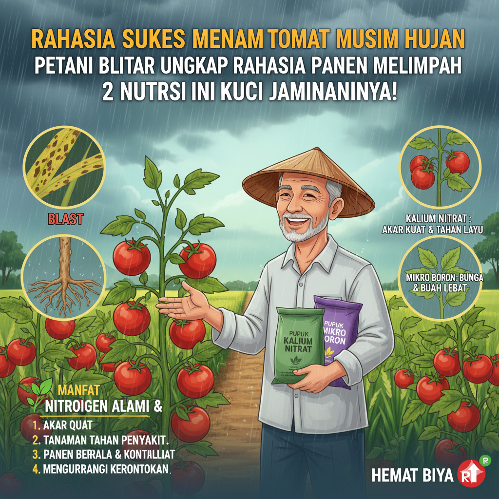 Petani Blitar bongkar cara menanam tomat musim hujan: 2 nutrisi wajib ini bikin panen melimpah dan tahan penyakit.