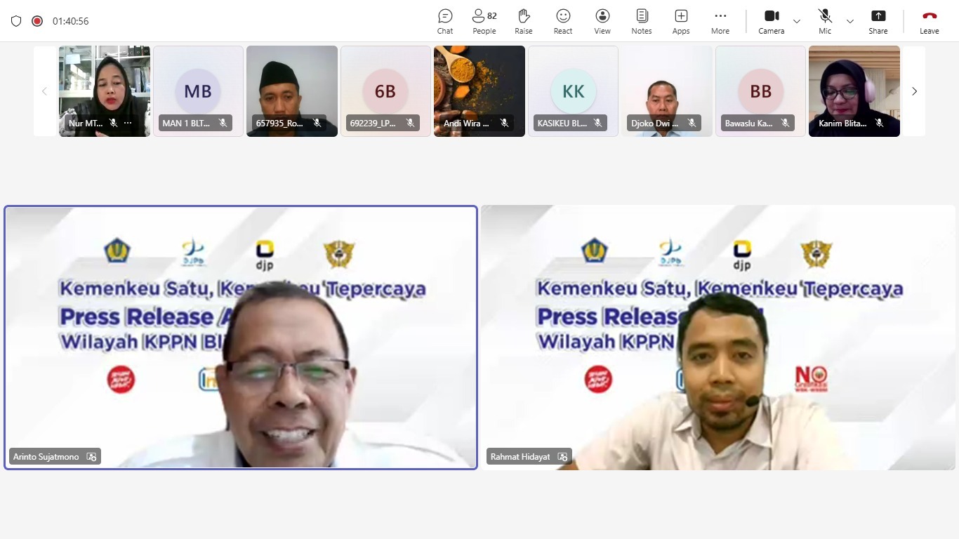 KPPN Blitar menggelar zoom meeting kepada mitra, Selasa (25/11).