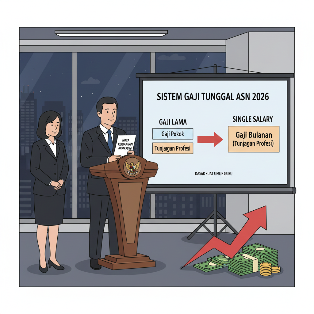 Sistem gaji tunggal ASN 2026 menguat. Tertulis dalam Nota Keuangan APBN dan didukung BKN