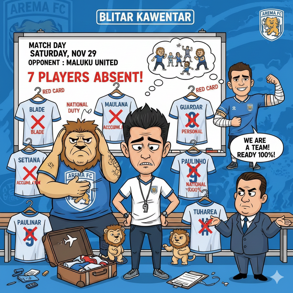 Arema FC Tujuh Pemain Absen Jelang Lawan Maluku United, Kondisi Tim Kian Kritis