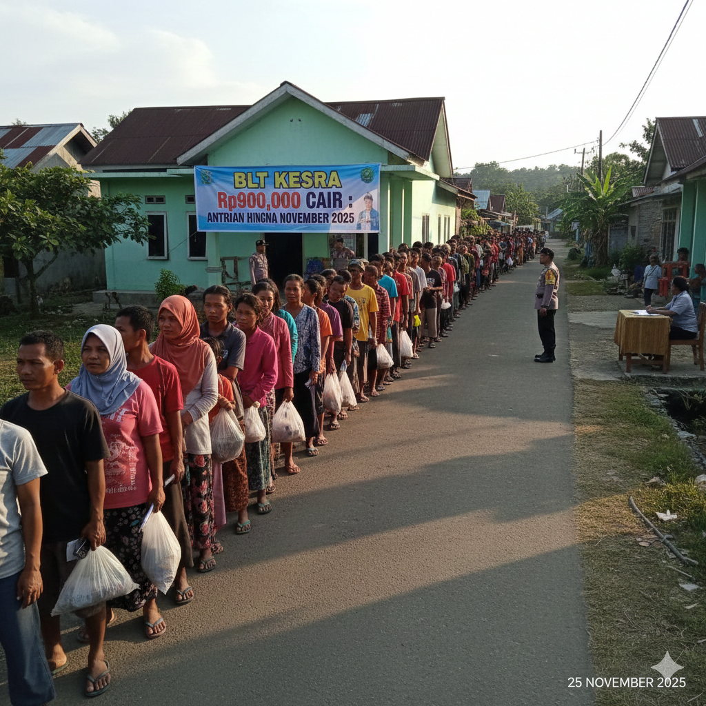 BLT Kesra Rp900 Ribu Cair: Warga Antre Panjang hingga Akhir November 2025