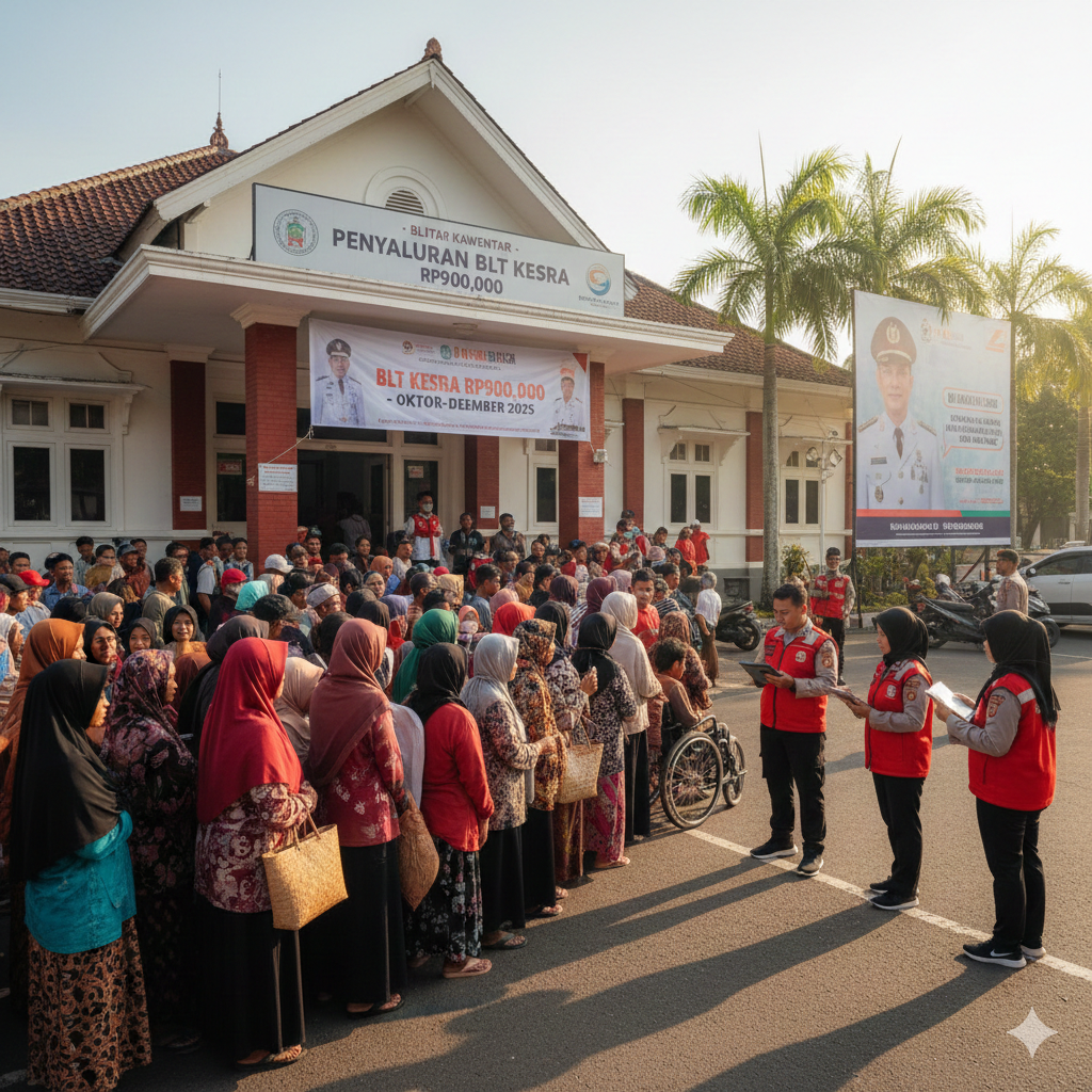Ribuan Warga Madiun Antre Panjang demi BLT Kesra Rp900.000, Ada Lansia hingga Disabilitas