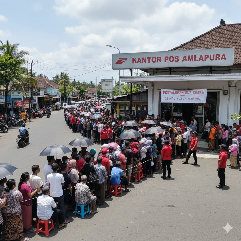 Warga Rela Antre Berjam-jam Demi BLT Kesra Rp900 Ribu, Kantor Pos Gunung Kidul hingga Bali Membeludak