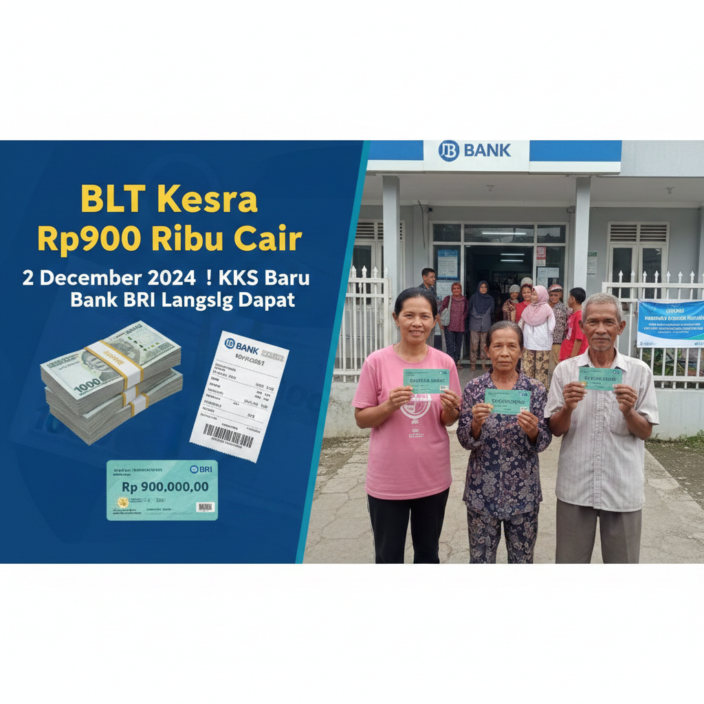 BLT Kesra Rp900 ribu cair 2 Desember 2024 untuk KKS baru Bank BRI!