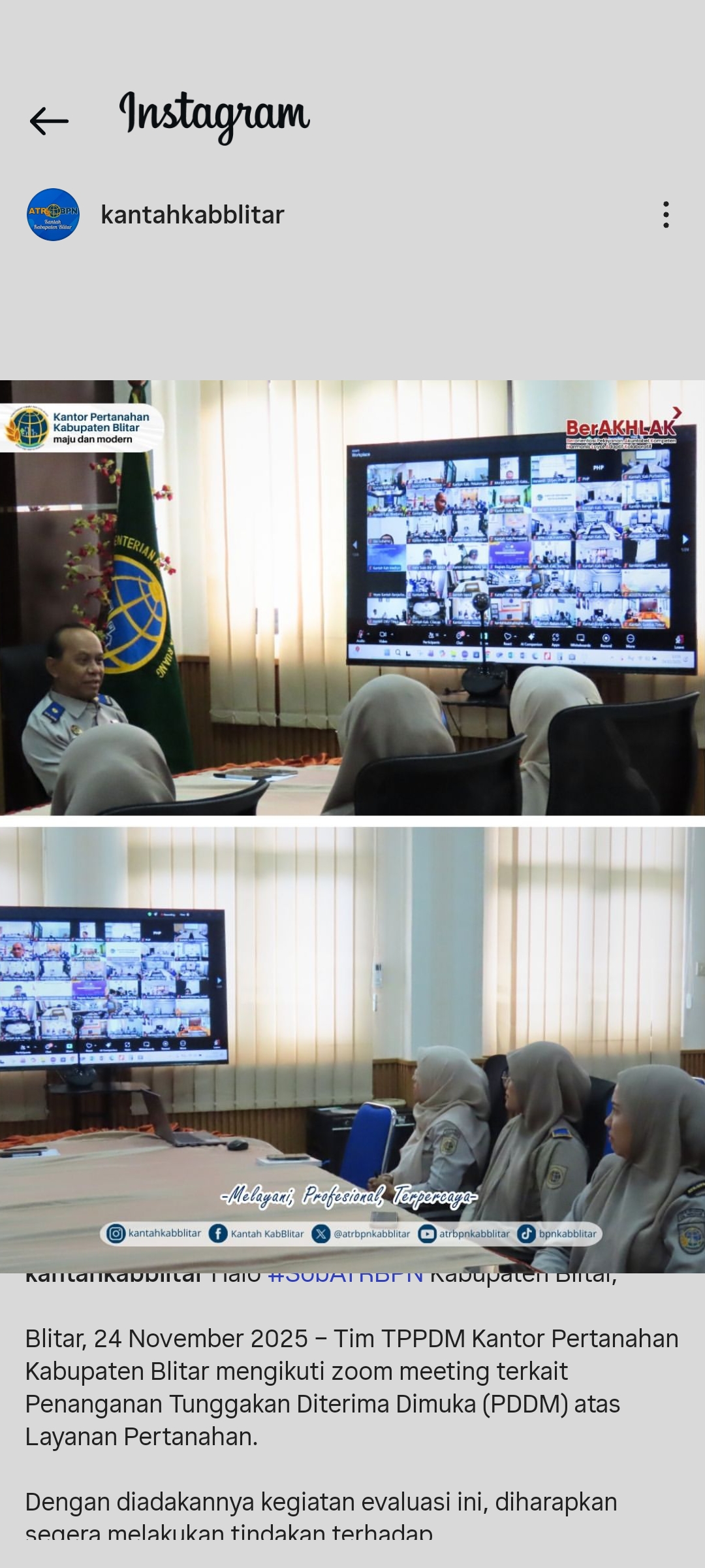 Tim TPPDM Kantor Pertanahan Kabupaten Bisa mengikuti zoom meeting