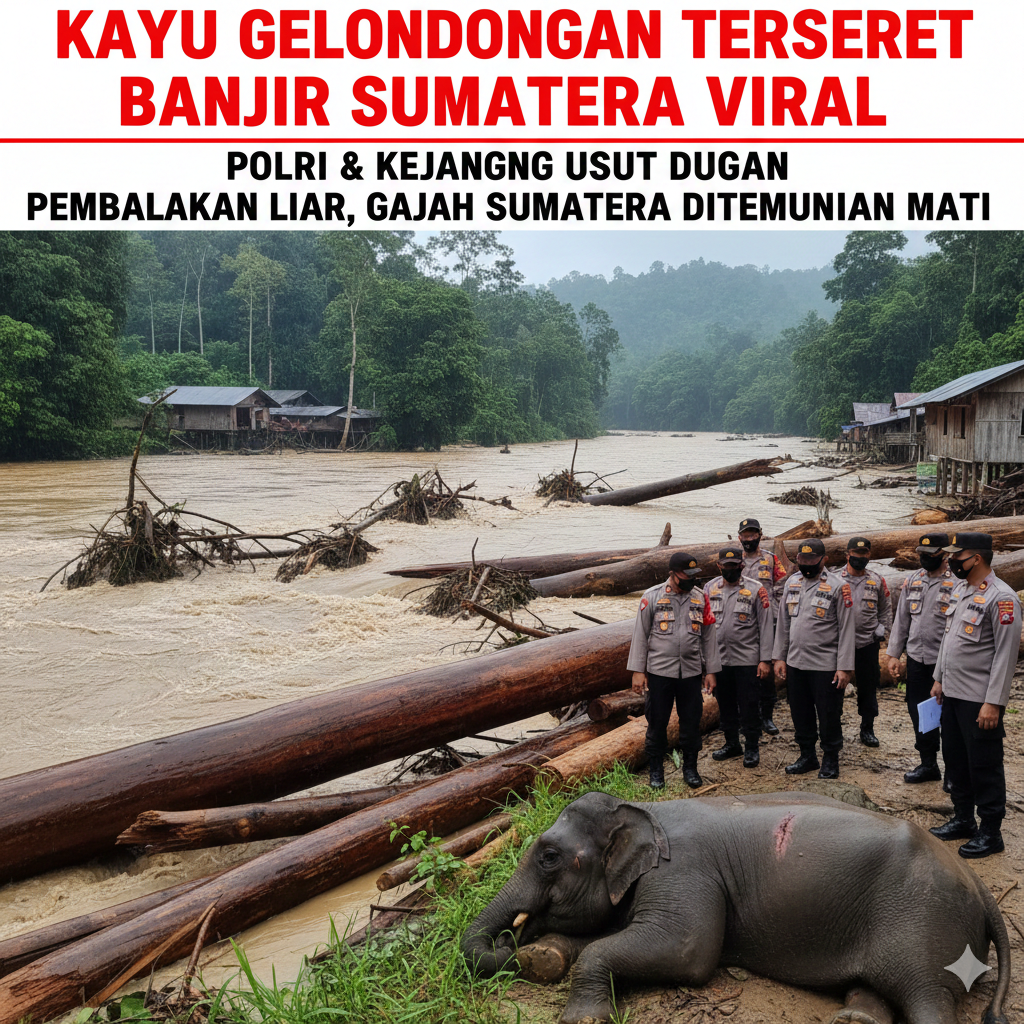 Kayu gelondongan terseret banjir Sumatera diselidiki Polri dan Kejagung.