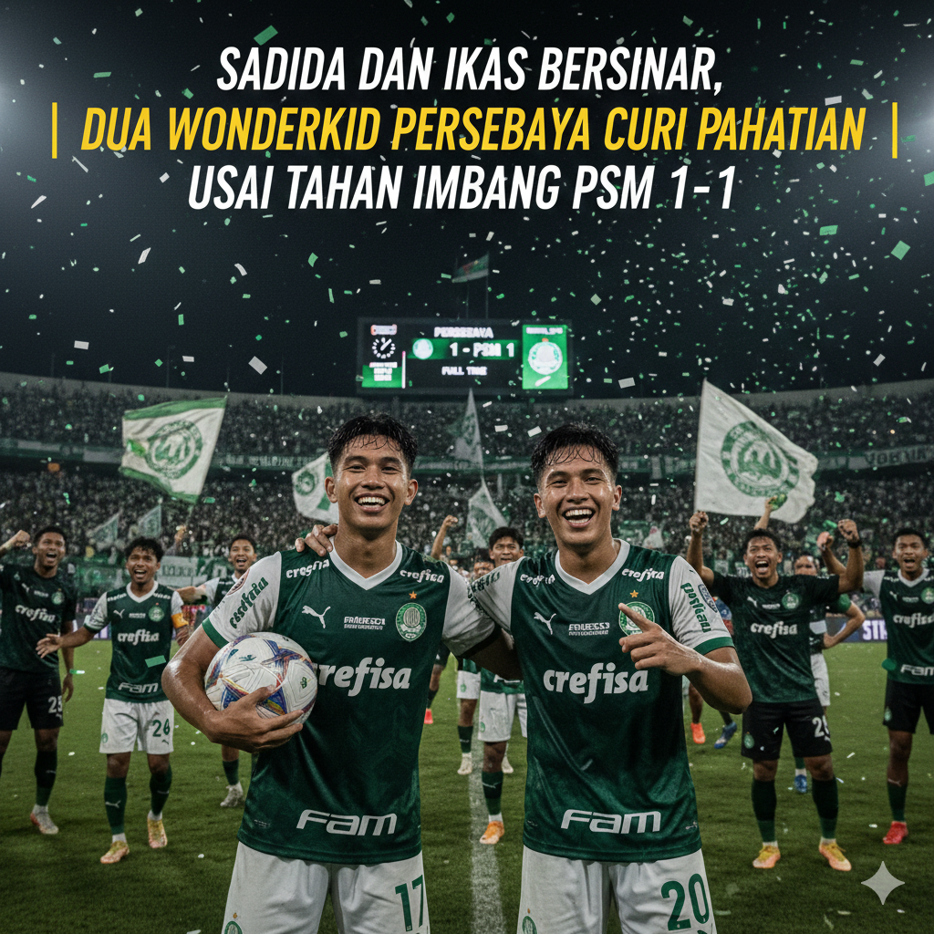Sadida dan Ikas Bersinar, Dua Wonderkid Persebaya Curi Perhatian Usai Tahan Imbang PSM 1-1