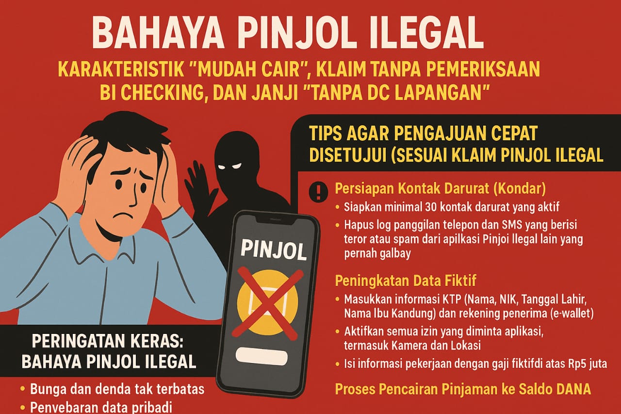 Pinjol Mudah Cair 2025 Data Busuk dengan klaim tanpa SLIK OJK/BI Checking dibahas. Simak tips pengajuan pinjol ilegal cair ke saldo DANA.