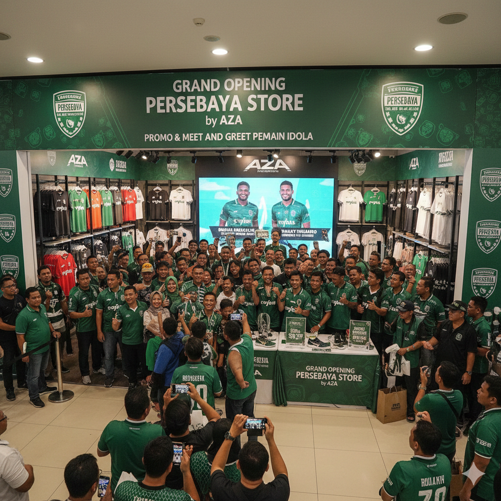 Diserbu Bonek-Bonita! Grand Opening Persebaya Store by AZA di Royal Plaza Surabaya Banjir Promo dan Meet and Greet Pemain Idola