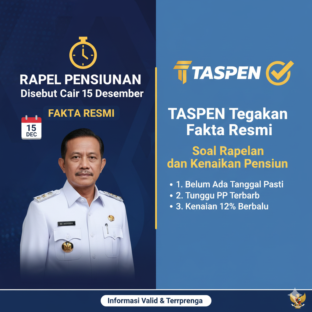 Rapel Pensiunan Disebut Cair 15 Desember, TASPEN Tegaskan Fakta Resmi soal Rapelan dan Kenaikan Pensiun