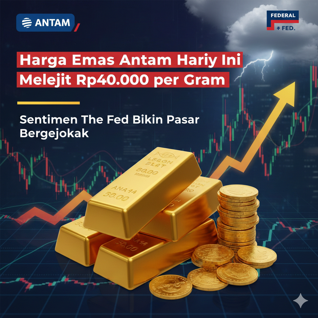 Harga Emas Antam Hari Ini Melejit Rp40.000 per Gram, Sentimen The Fed Bikin Pasar Bergejolak
