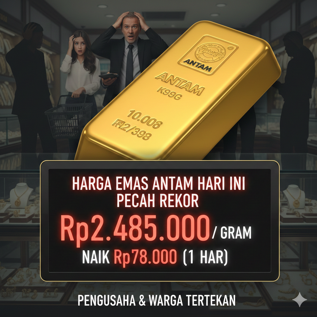 Harga Emas Antam Hari Ini Pecah Rekor Rp2.485.000 per Gram, Naik Rp78.000 dalam Sehari, Pengusaha dan Warga Tertekan