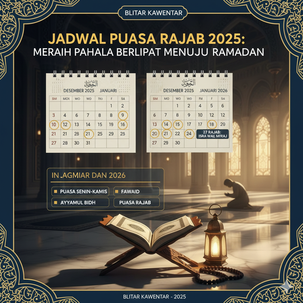 Simak Jadwal Puasa Rajab 2025 lengkap! Dimulai 21 Desember, ini daftar tanggal penting & rahasia pahala ibadah 900 tahun.