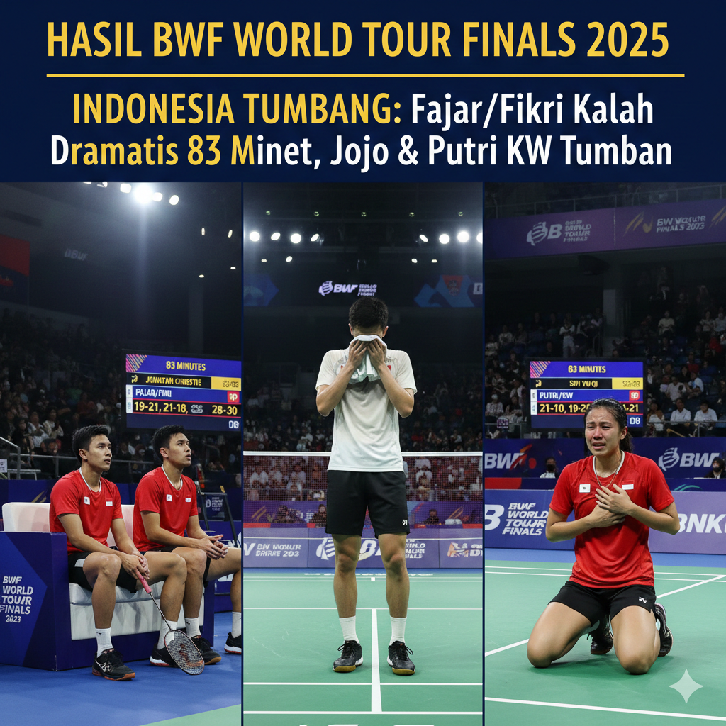 Hasil BWF World Tour Finals 2025: Fajar Alfian/Fikri Kalah Dramatis 83 Menit, Jonatan Christie dan Putri KW Tumbang