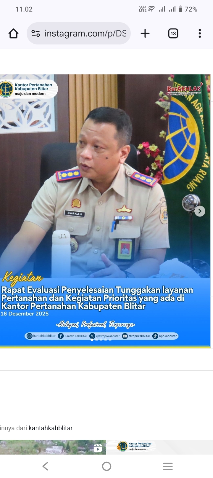 Rapat Evaluasi Layanan Pertanahan Kabupaten Blitar Dipimpin Barkah Yoelianto, Fokus Tuntaskan Tunggakan