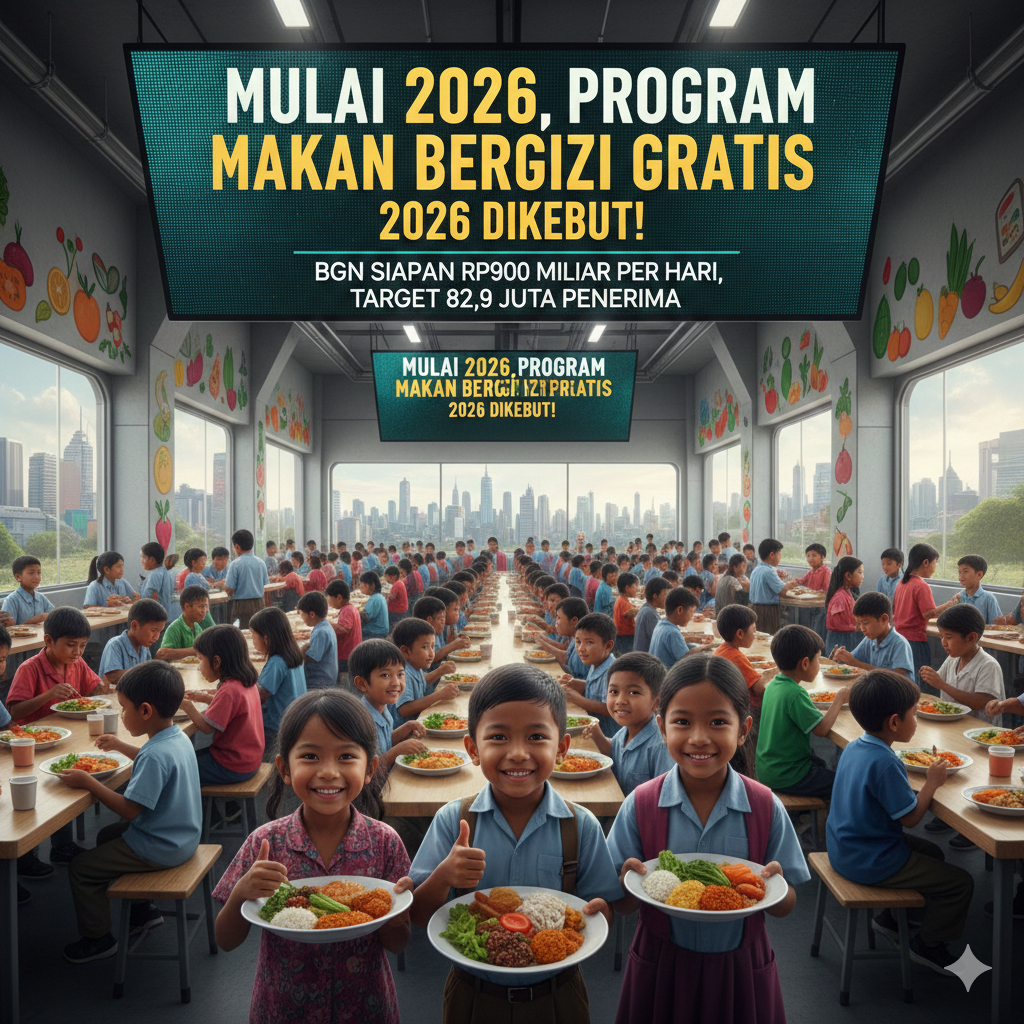 Mulai 2026, Program Makan Bergizi Gratis 2026 Dikebut: BGN Siapkan Rp900 Miliar per Hari, Target 82,9 Juta Penerima