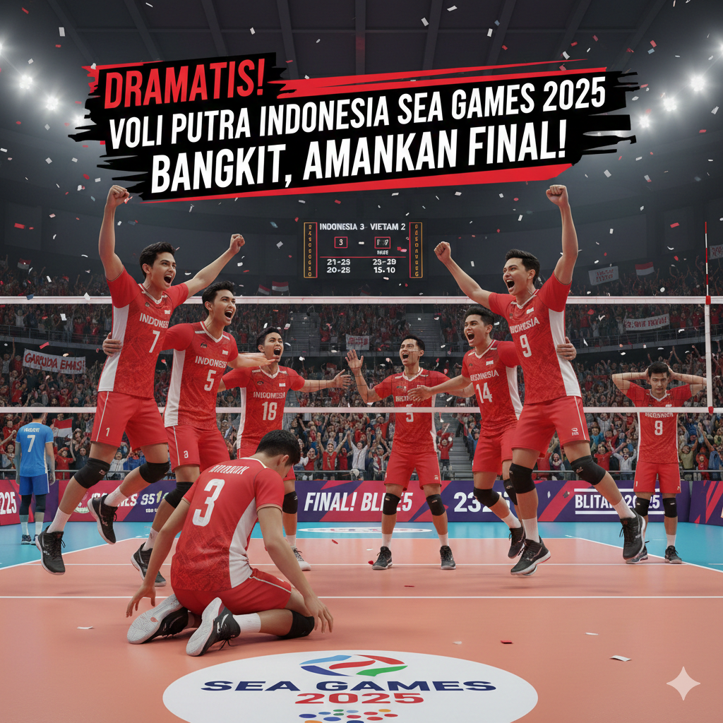 Dramatis! Voli Putra Indonesia SEA Games 2025 Bangkit dari Ketertinggalan, Tekuk Vietnam 3-2 dan Amankan Tiket Final