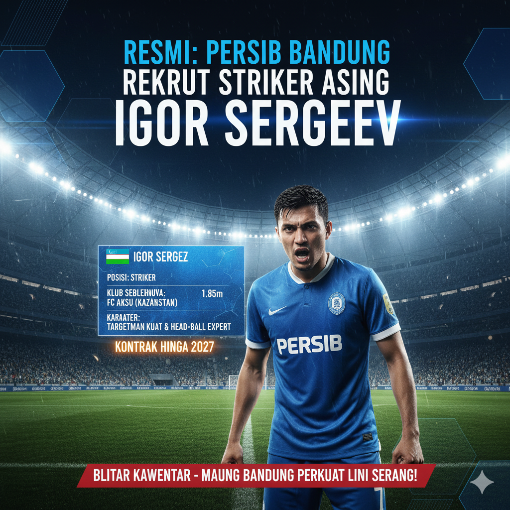 Resmi! Persib Bandung amankan Igor Sergeev. Simak profil penyerang baru Maung Bandung yang siap tajamkan lini depan dan bawa ambisi juara di Liga 1.