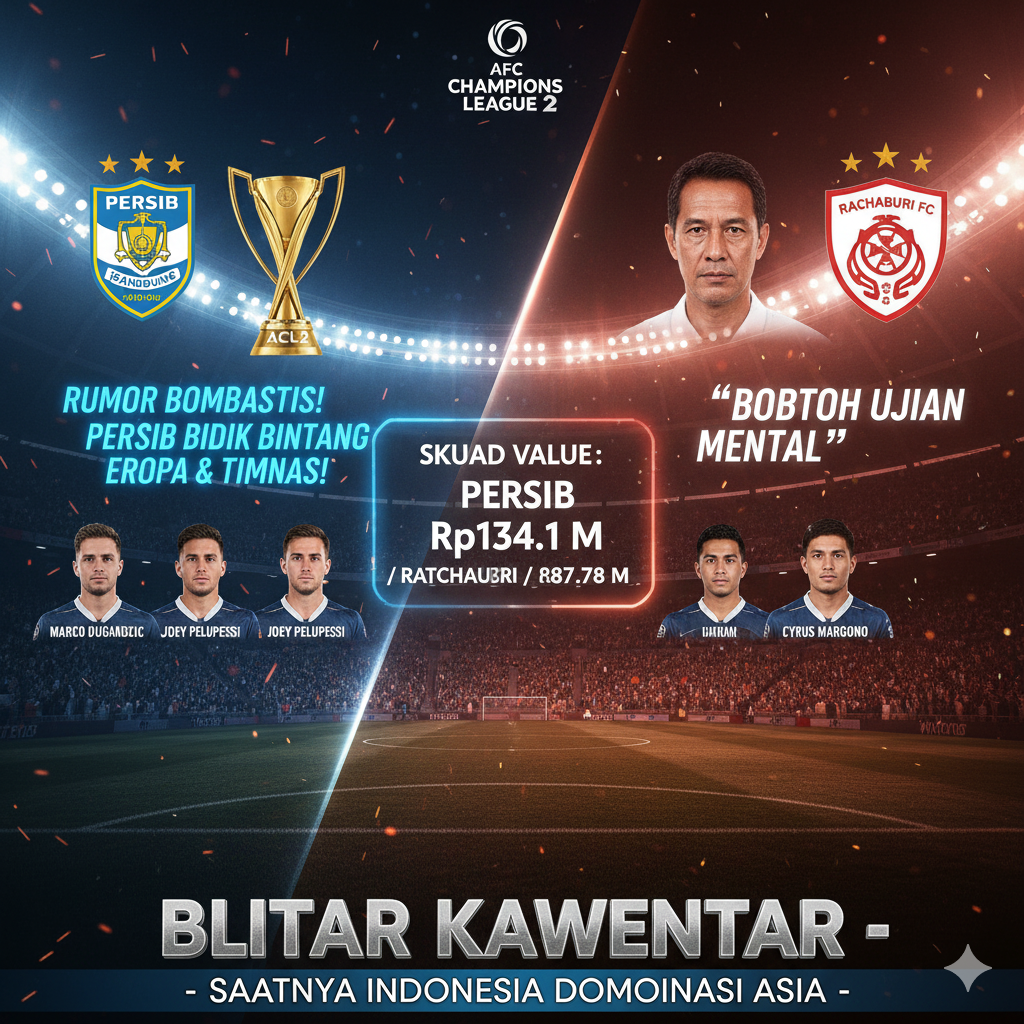 Persib Bandung bertemu Ratchaburi FC di 16 besar ACL 2. Maung Bandung bidik pemain baru demi cetak sejarah di Asia.