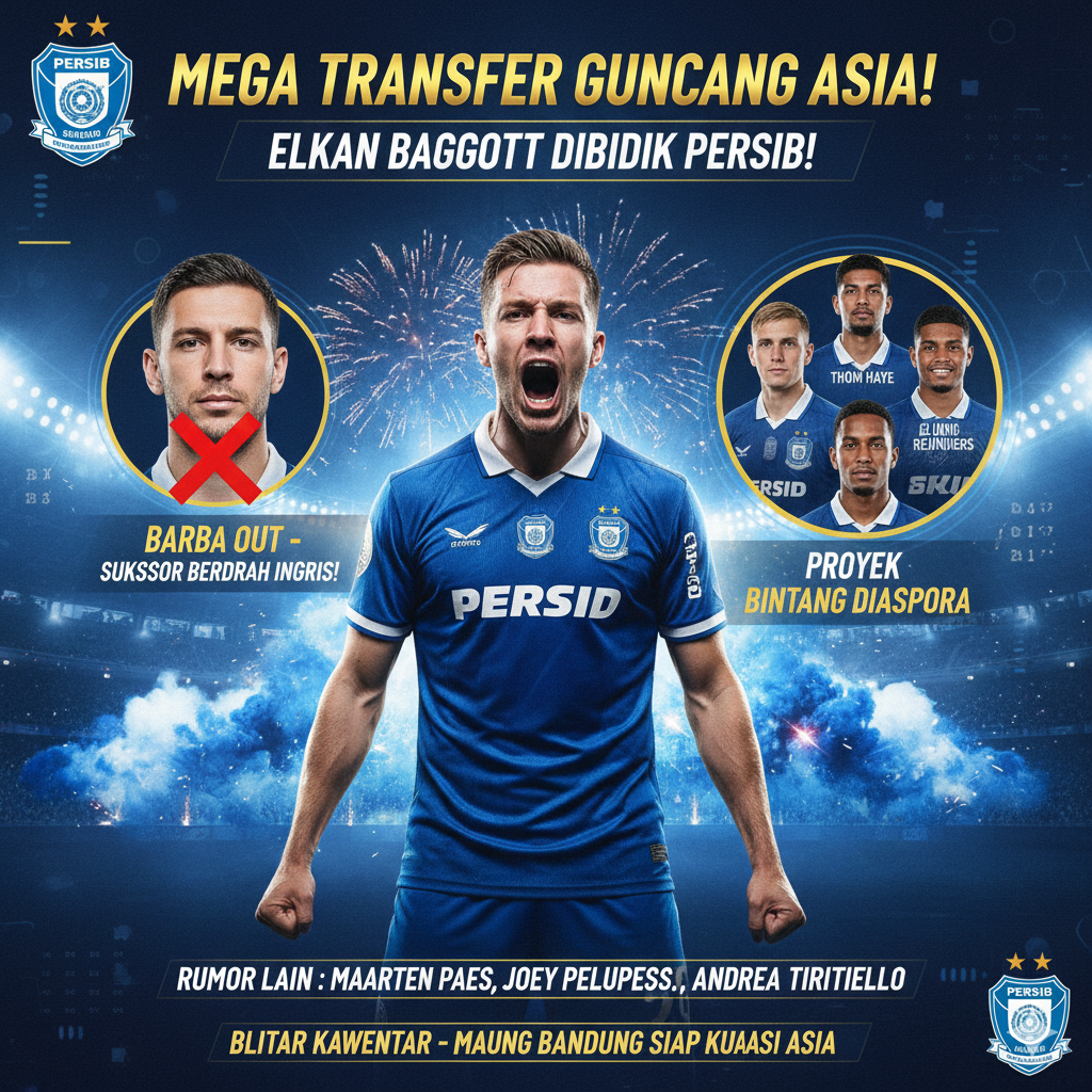 Bursa Transfer Persib Bandung 2026 panas! Elkan Baggott jadi incaran utama gantikan Federico Barba. Simak ambisi besar Maung Bandung di sini!