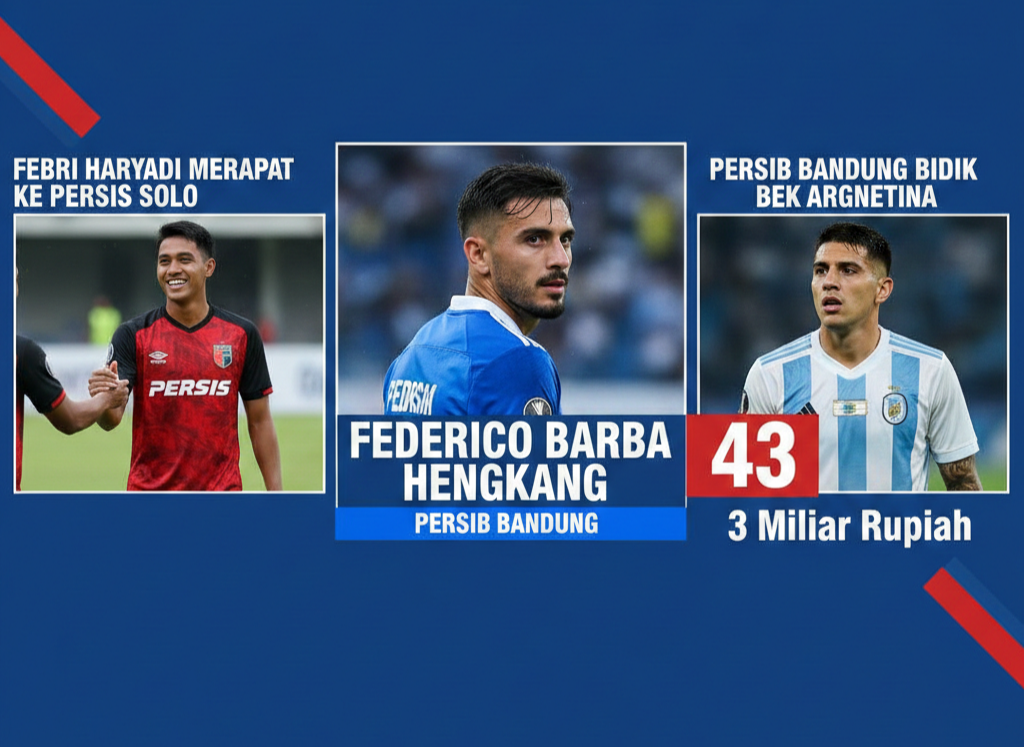 Federico Barba Hengkang, Persib Bandung Bidik Bek Argentina Rp43 Miliar, Febri Haryadi Merapat ke Persis Solo
